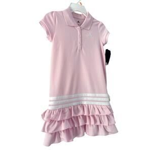 adidas Girls 6x Short Sleeve Ruffle Polo Dress NWT tennis pickleball